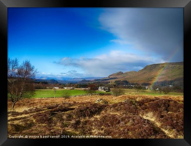 Rainbow over Dumgoyne Hill, Strathblane Framed Print by yvonne & paul carroll