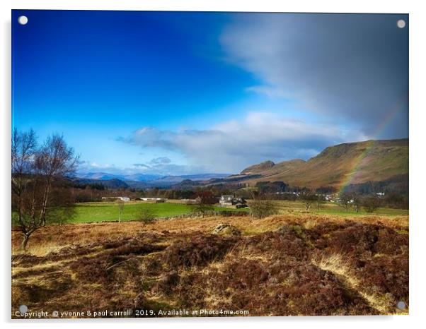 Rainbow over Dumgoyne Hill, Strathblane Acrylic by yvonne & paul carroll