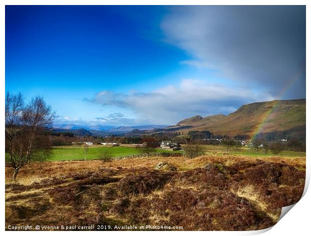 Rainbow over Dumgoyne Hill, Strathblane Print by yvonne & paul carroll