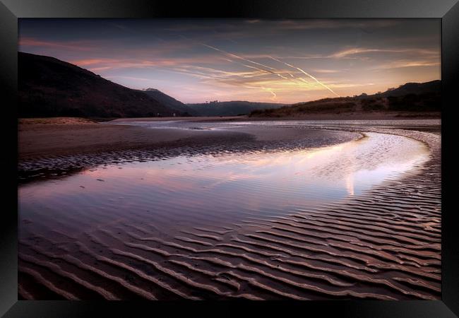 The river at Three Cliffs Bay Framed Print by Leighton Collins