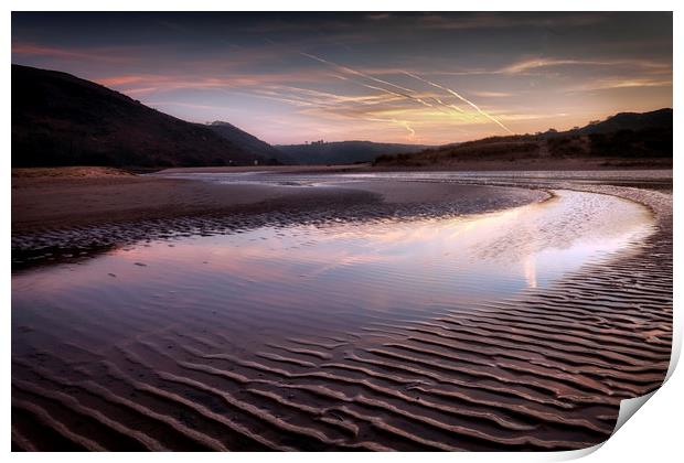 The river at Three Cliffs Bay Print by Leighton Collins