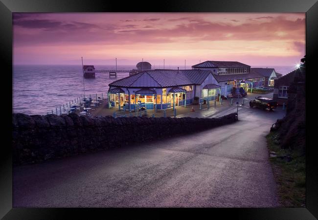 Mumbles Pier and Beach Hut Cafe Framed Print by Leighton Collins