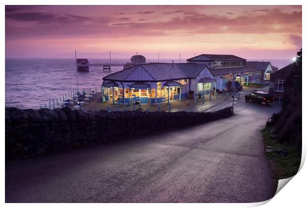 Mumbles Pier and Beach Hut Cafe Print by Leighton Collins