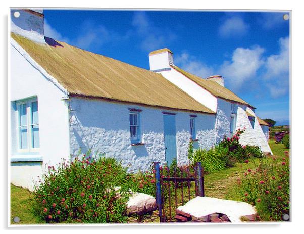 Pembrokeshire Cottage embossed. Acrylic by paulette hurley