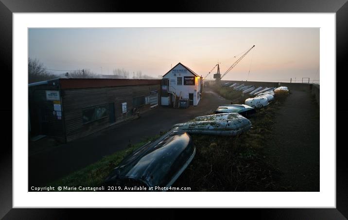 The boat Builders Yard Framed Mounted Print by Marie Castagnoli
