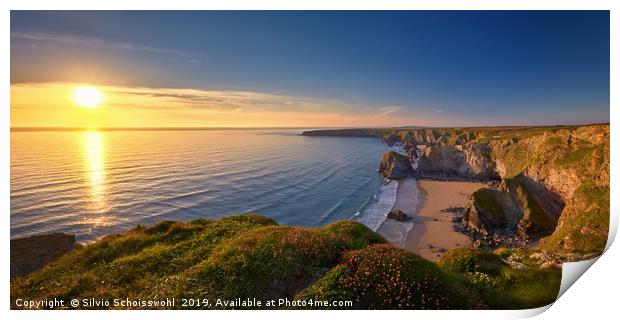 Bedruthan steps Print by Silvio Schoisswohl