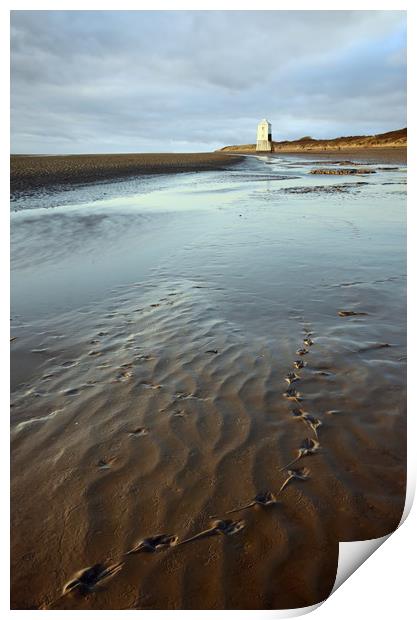 Footprints to the Low Lighthouse Print by David Neighbour