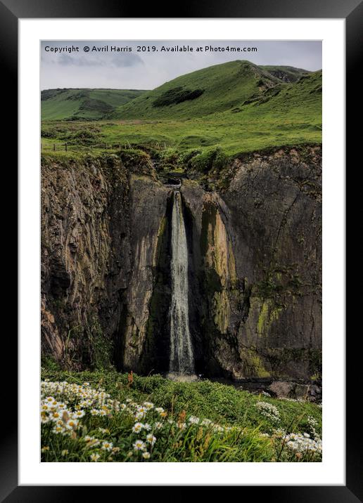 Spekes Mill Mouth Waterfall Devon Framed Mounted Print by Avril Harris