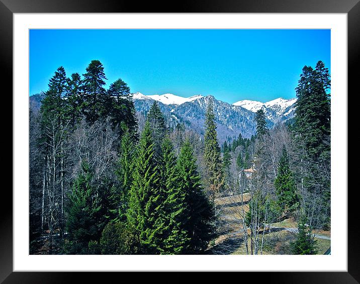 Snow on Mountain Tops Framed Mounted Print by Irina Walker