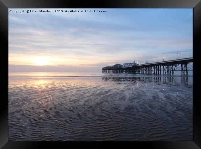 Sunset and North Pier Blackpool.   Framed Print by Lilian Marshall