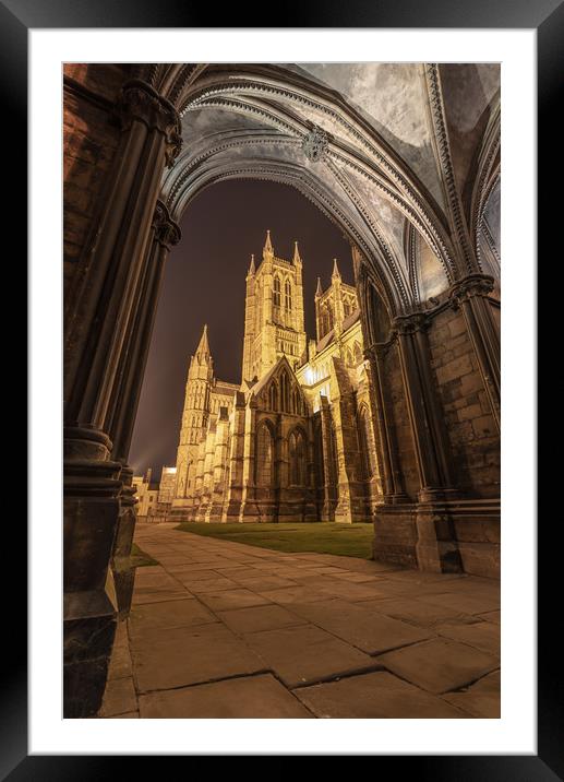 Lincoln Cathedral at night Framed Mounted Print by Andrew Scott
