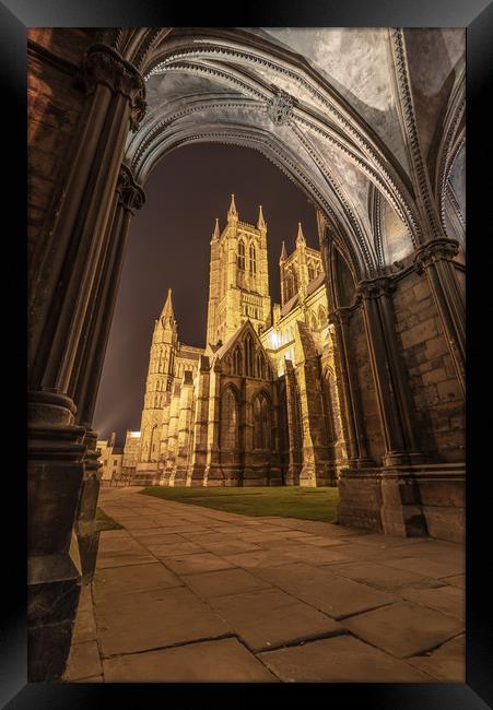 Lincoln Cathedral at night Framed Print by Andrew Scott