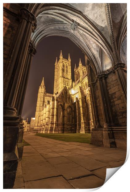 Lincoln Cathedral at night Print by Andrew Scott