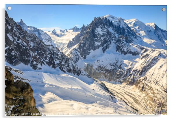 Mont Blanc and the Mer de Glace glacier Acrylic by Chris Warham