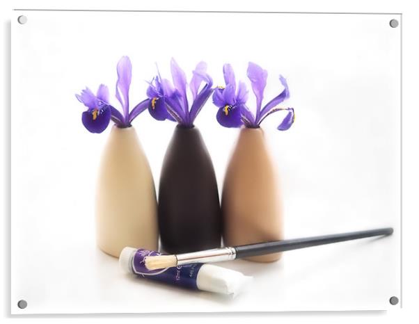 Still-life With Irises Acrylic by Susie Peek