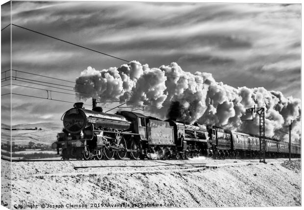 Steam train Winter Cumbrian Mountain Express Tebay Canvas Print by Joseph Clemson