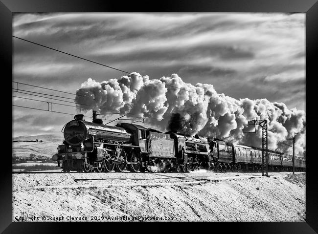 Steam train Winter Cumbrian Mountain Express Tebay Framed Print by Joseph Clemson
