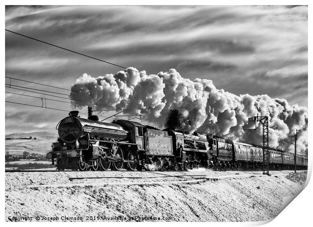 Steam train Winter Cumbrian Mountain Express Tebay Print by Joseph Clemson