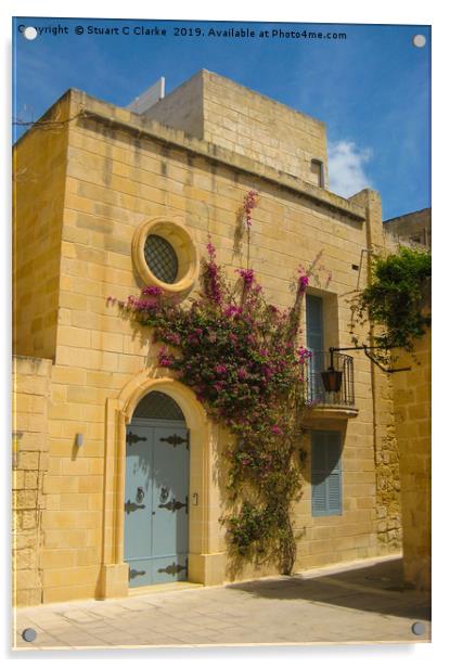 Traditional house, Valetta, Malta Acrylic by Stuart C Clarke