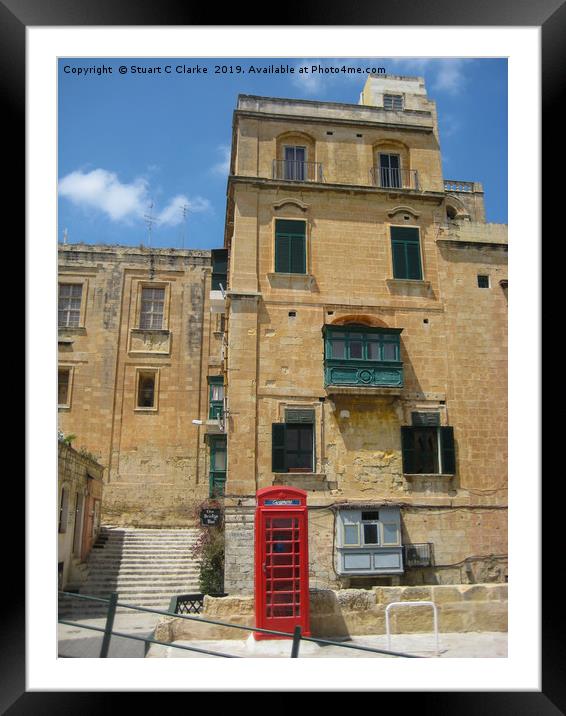 Telephone box, Malta Framed Mounted Print by Stuart C Clarke