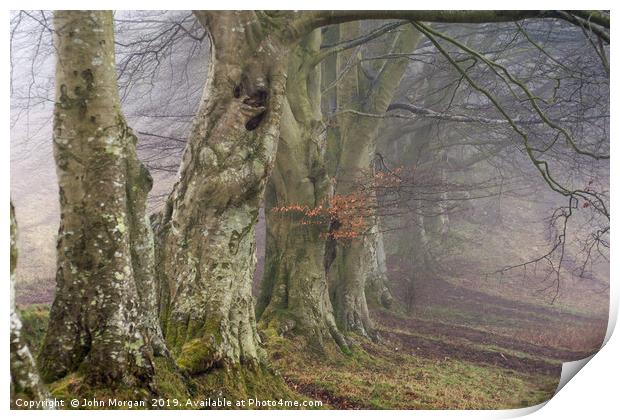 Fog on the Mendip Hills. Print by John Morgan