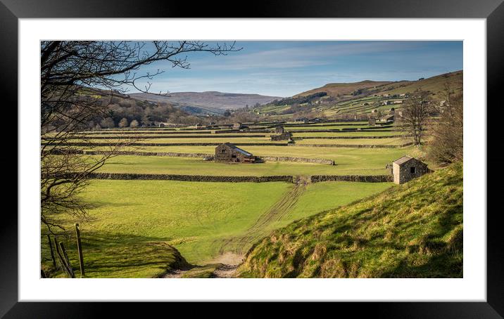 Old Barns in Swaledale Framed Mounted Print by George Robertson