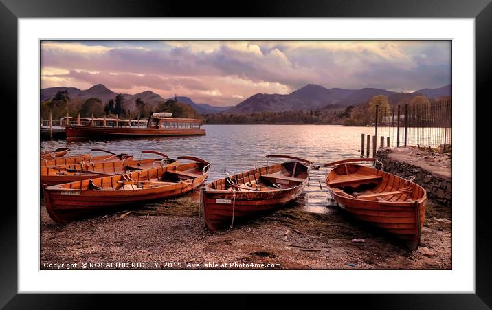 "Evening light on Derwentwater" Framed Mounted Print by ROS RIDLEY
