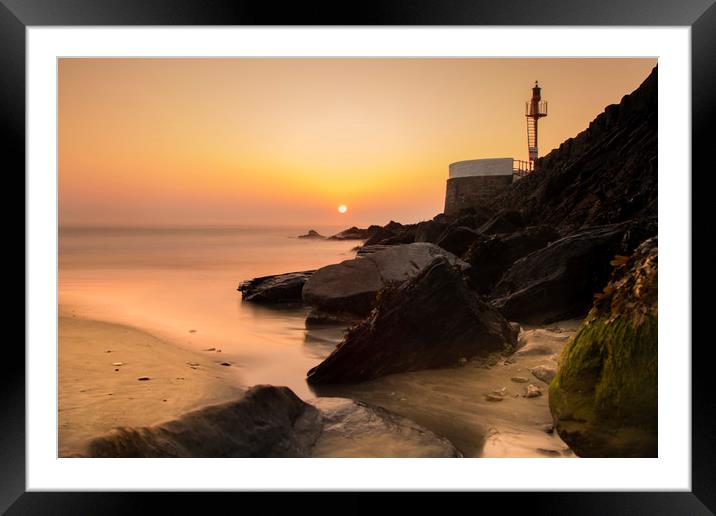 Sunrise at Looe Pier Framed Mounted Print by Oxon Images