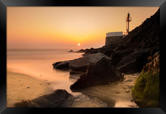 Sunrise at Looe Pier Framed Print by Oxon Images