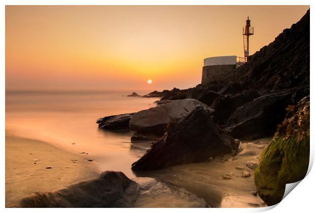 Sunrise at Looe Pier Print by Oxon Images