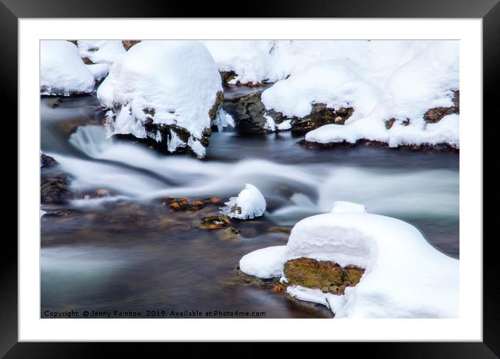 Winter Stream with Snowy Islands 2 Framed Mounted Print by Jenny Rainbow