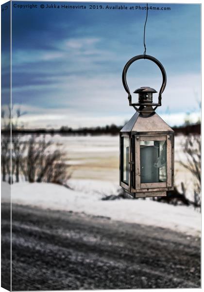 Old Metal Lantern On A Winter Day Canvas Print by Jukka Heinovirta