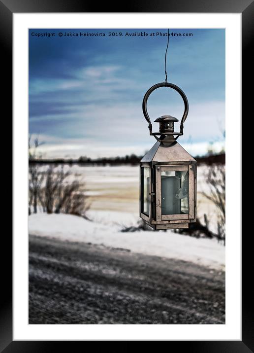 Old Metal Lantern On A Winter Day Framed Mounted Print by Jukka Heinovirta