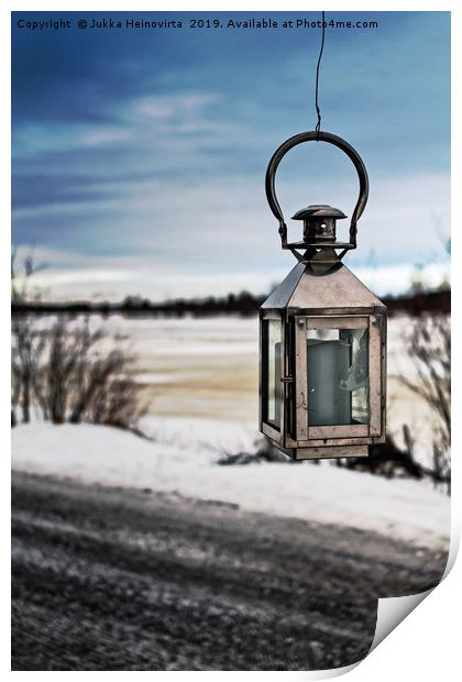 Old Metal Lantern On A Winter Day Print by Jukka Heinovirta