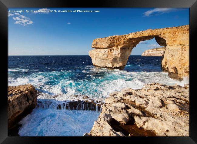 The Azure Window Framed Print by Clive Rees
