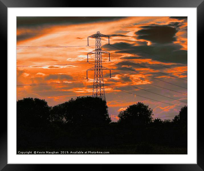 Pylon at sunset Framed Mounted Print by Kevin Maughan
