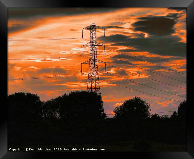 Pylon at sunset Framed Print by Kevin Maughan