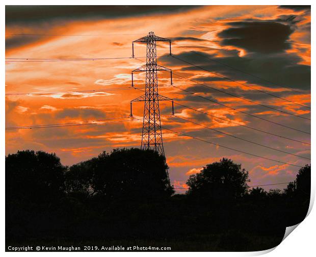 Pylon at sunset Print by Kevin Maughan