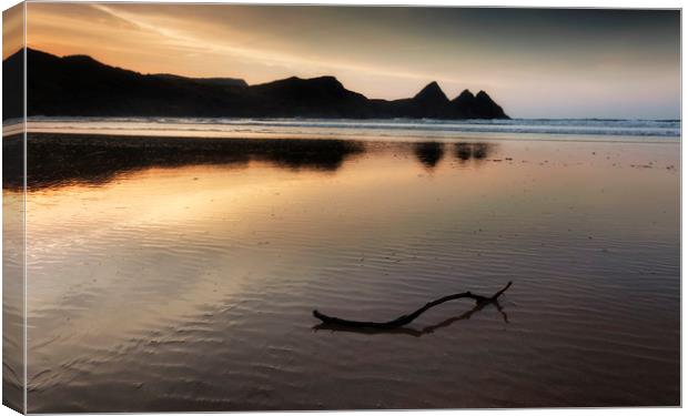 Three Cliffs Bay reflection Canvas Print by Leighton Collins