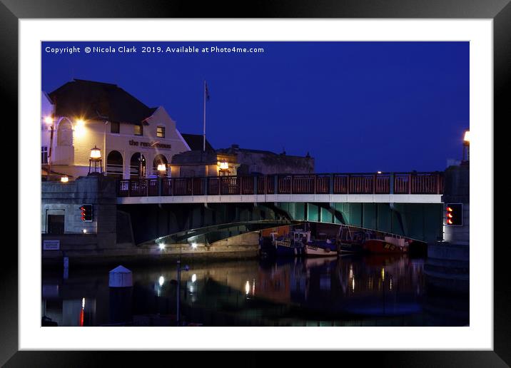 The Bridge At Night Framed Mounted Print by Nicola Clark