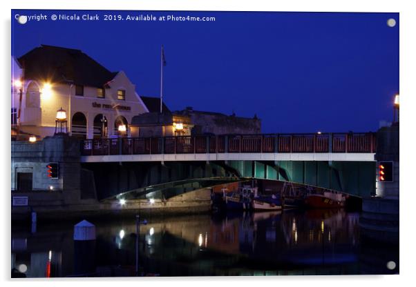 The Bridge At Night Acrylic by Nicola Clark