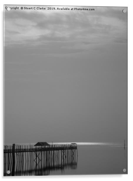 Pier reflections Acrylic by Stuart C Clarke