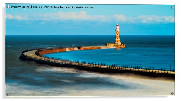 Roker Pier and Lighthouse. Acrylic by Paul Cullen