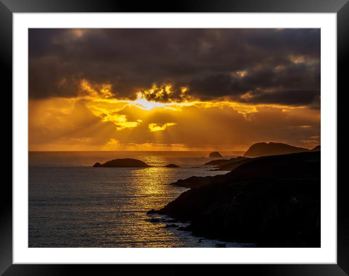 Sunset at St Non's Bay, Pembrokehsire, Wales. Framed Mounted Print by Colin Allen