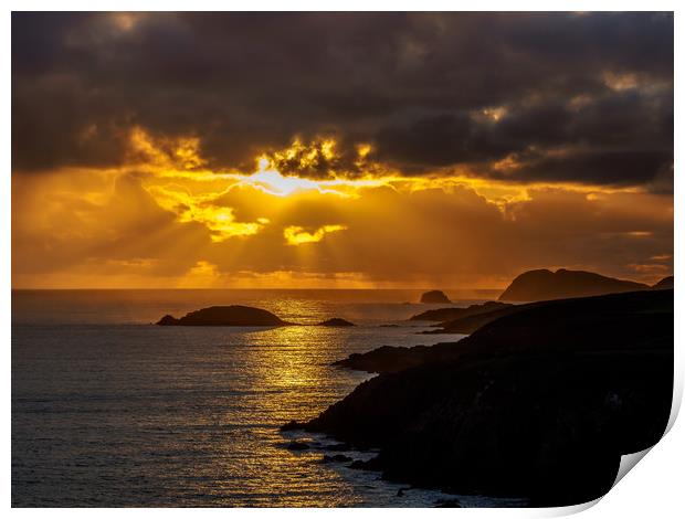 Sunset at St Non's Bay, Pembrokehsire, Wales. Print by Colin Allen