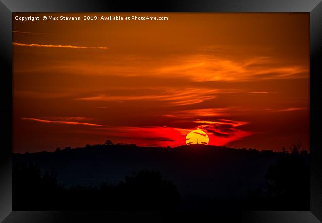 Memorial Sunset Framed Print by Max Stevens