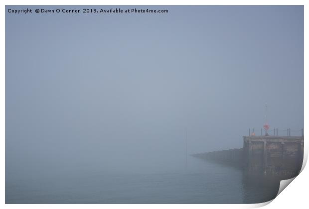 Whitstable Quay in the Fog Print by Dawn O'Connor