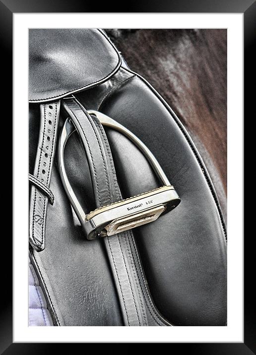 Dressage Saddle Framed Mounted Print by Adrian McMillan