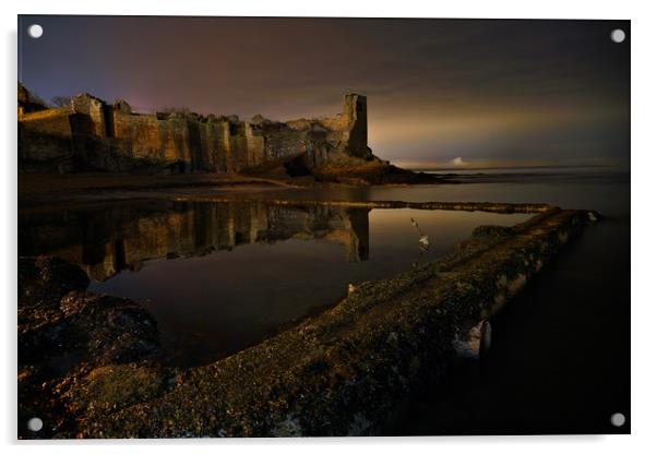 St Andrews castle at midnight Acrylic by JC studios LRPS ARPS