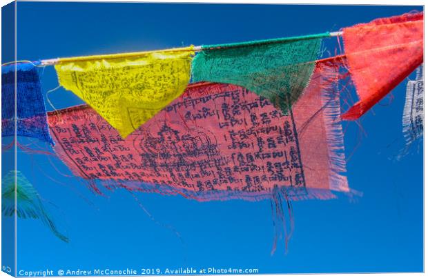 Prayer Flags Canvas Print by Andrew McConochie